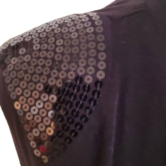 Ellen Tracy Women's Sequin Shoulder Padded Cardigan Jacket Black Medium - Picture 4 of 11